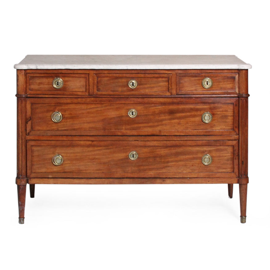 Louis XVI Commode with White Marble Top