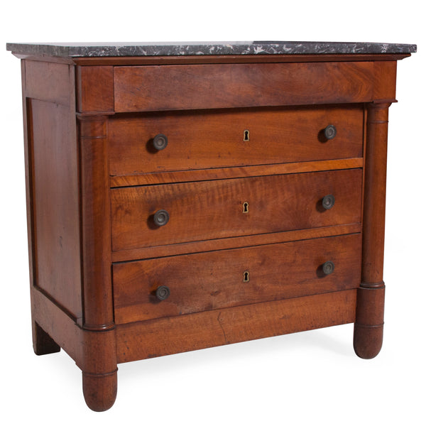 Empire Walnut Commode with Marble Top