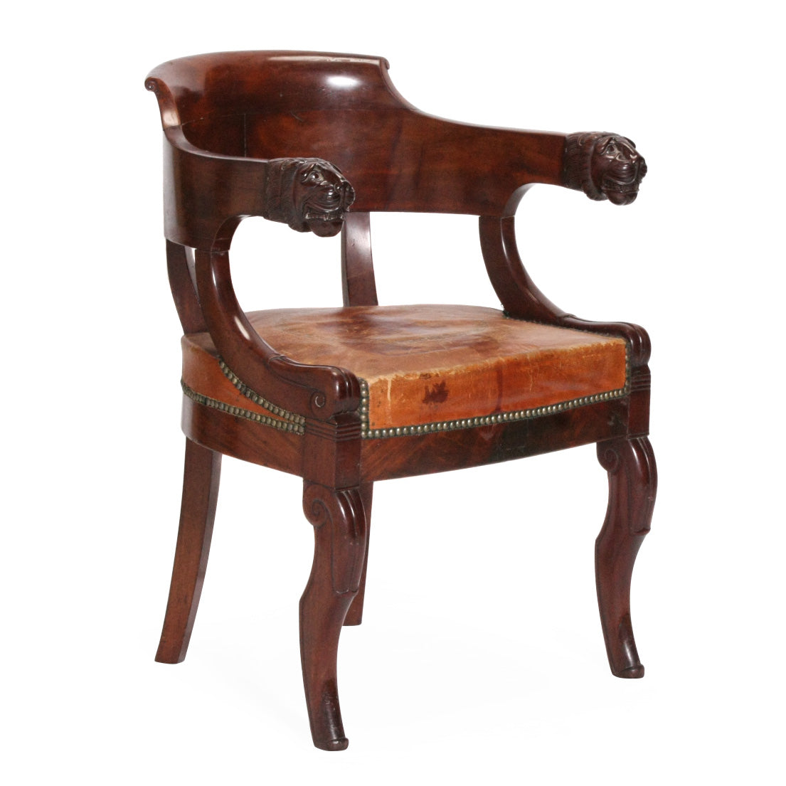 French Restoration Armchair with Lion's Head